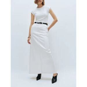 EMPORIO ARMANI LONG A-LINE  WHITE SKIRT 38/S M